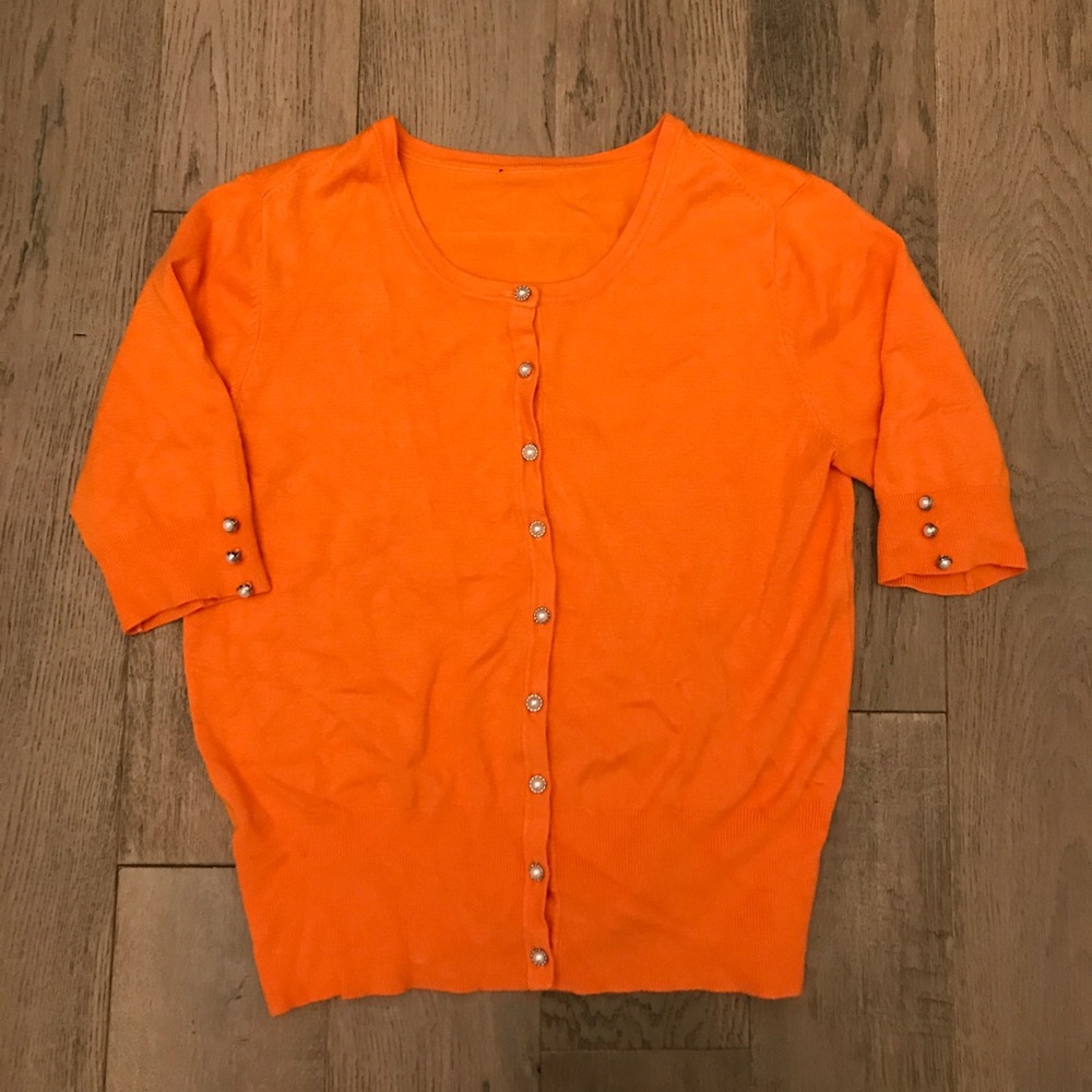 Tangerine short sleeve cardigan
